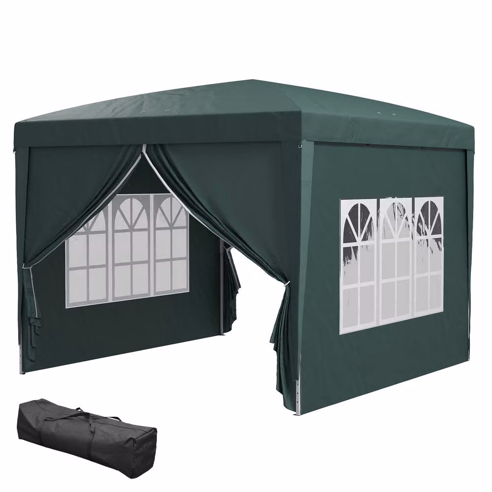Outsunny Green Pop-Up Gazebo with Windows and Steel Frame, W/D/H: 300 x 300 x 196 cm – 2