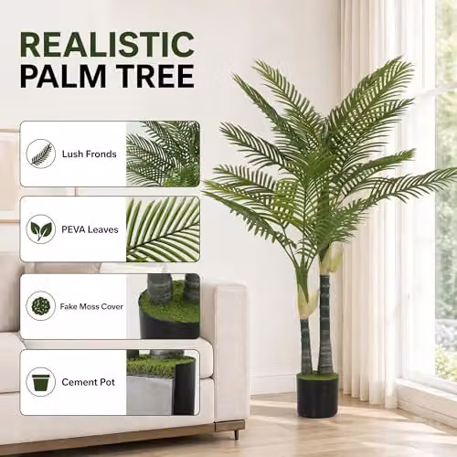 HOMCOM 150cm Artificial Green Palm Tree with 16 PEVA Leaves – 3
