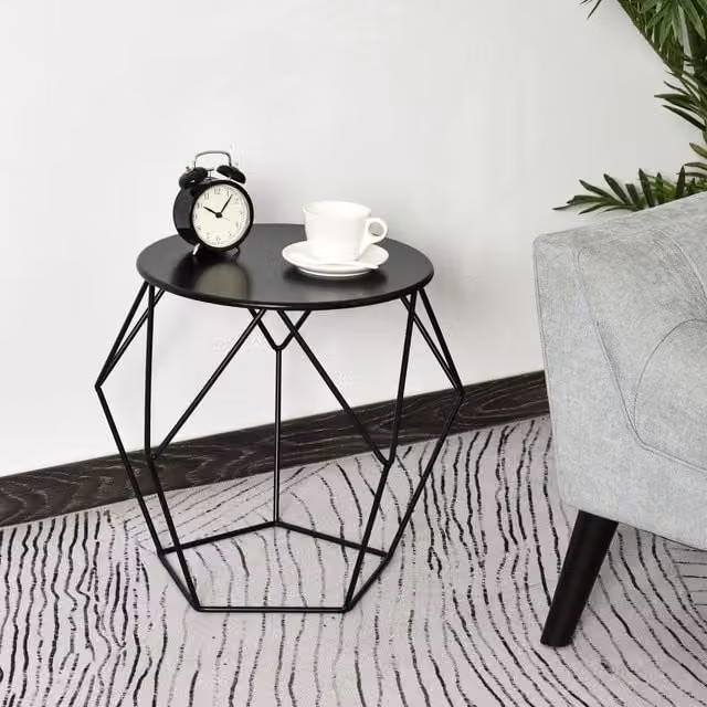 HOMCOM Nordic Style Round Coffee Table in Black