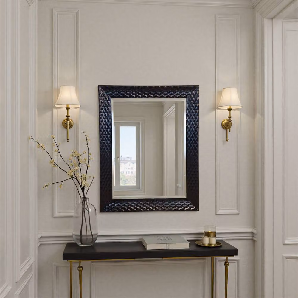 Yearn Mirrors Diamont Black Framed Bevelled Geometric Wall Mirror – 2