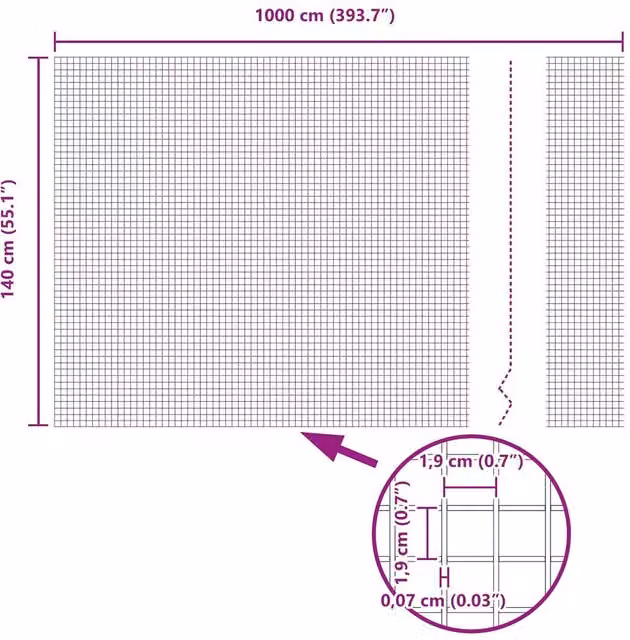 Berkfield Home Elegant Welded Wire Fence, Galvanised Steel, Silver, H: 140 cm x W: 10 m