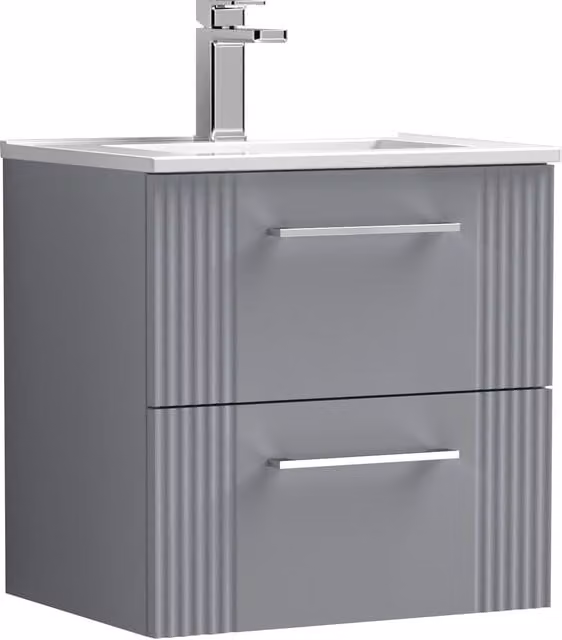 Balterley Wall Hung 2 Drawer Vanity Unit with Minimalist Basin, Satin Grey