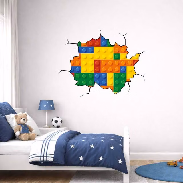 60 SECOND MAKEOVER Multicolour Building Block Wall Sticker Decal, W: 60 cm, H: 80 cm