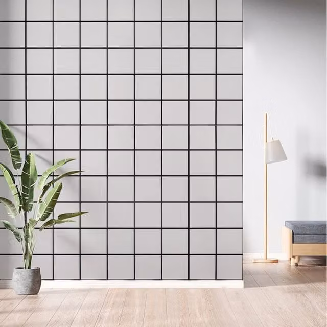 Livingandhome 10-Piece Abstract Square Self-Adhesive Waterproof and Oilproof Wall Stickers in Grey