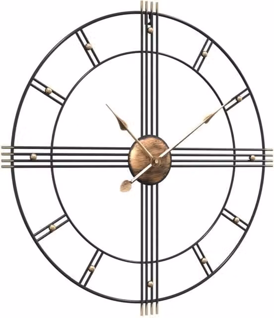 Berkfield Home Silent Round Quartz Wall Clock in Black Metal, Diameter: 60 cm