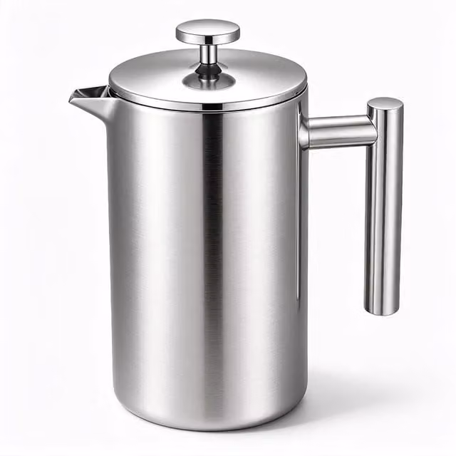 Crystals Stainless Steel French Press Coffee and Tea Maker, 1000ml, Metallic Silver – 1