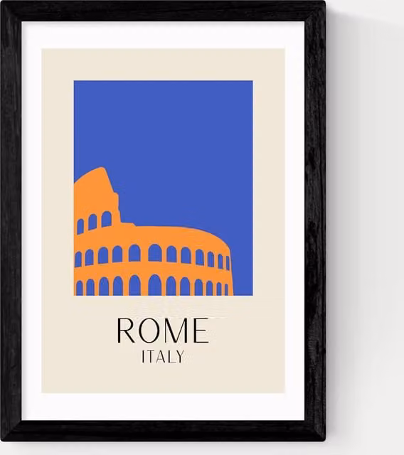 East End Prints Rome by Inoui Framed Multicolour City Art Print in Black