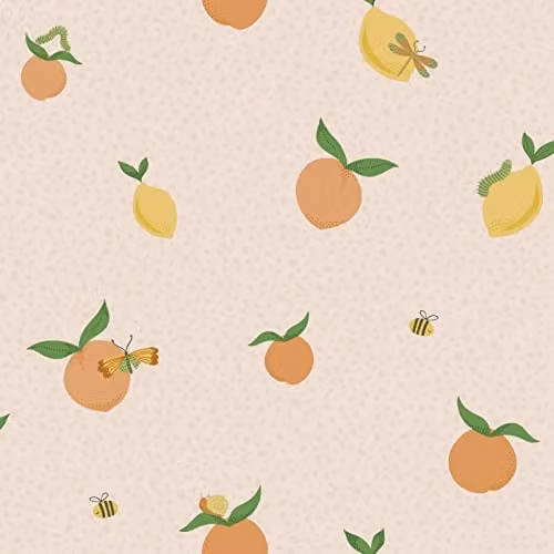 Holden Decor Tutti Fruity Wallpaper with Oranges, Lemons and Peaches in Soft Coral and Orange