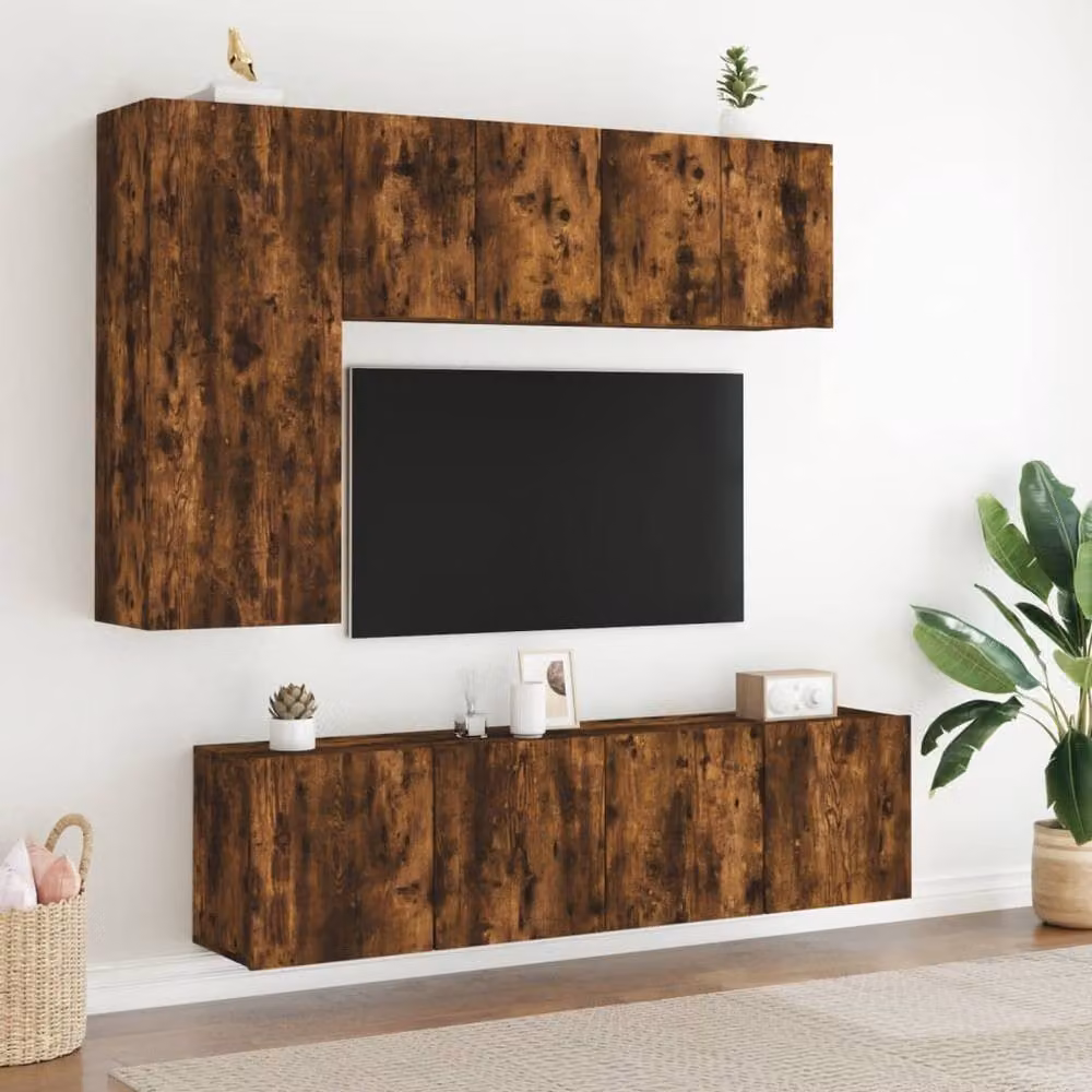 Berkfield Home Wall-mounted TV Cabinet in Smoked Oak Brown, W/D/H: 60 x 30 x 41 cm – 7