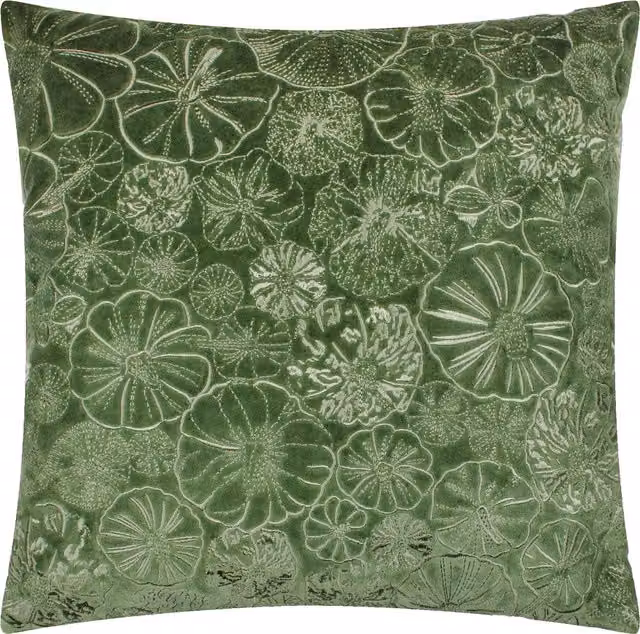 Make it a Home Picking Patch Embroidered Velvet Cushion in Green