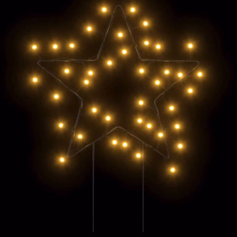 Berkfield Home Warm White Christmas Star Light Decorations with Spikes, 3 Piece Set, 50 LEDs, Black, Height: 29 cm – 3