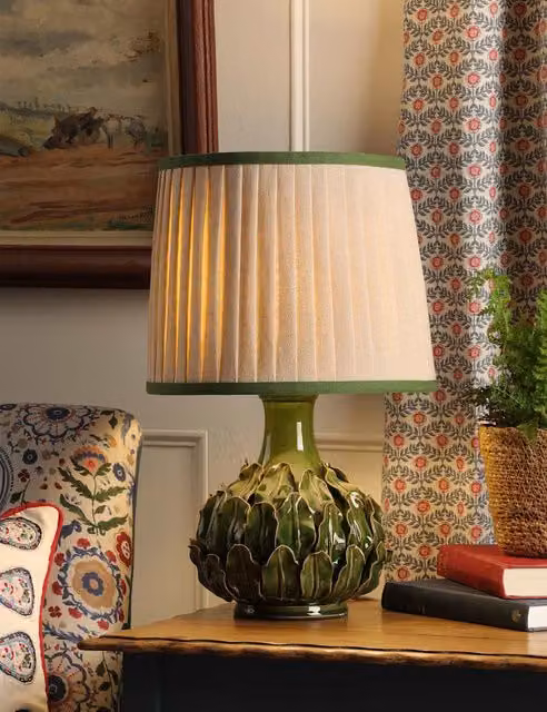 Joules Chatsworth Ceramic Table Lamp in Green and Beige