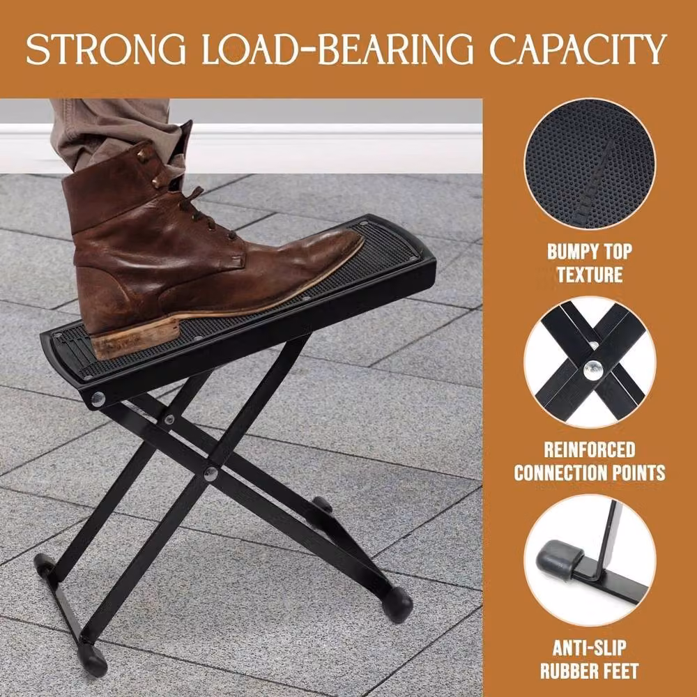 FLAVORA Adjustable Classical Guitar Foot Rest Stool in Black – 3