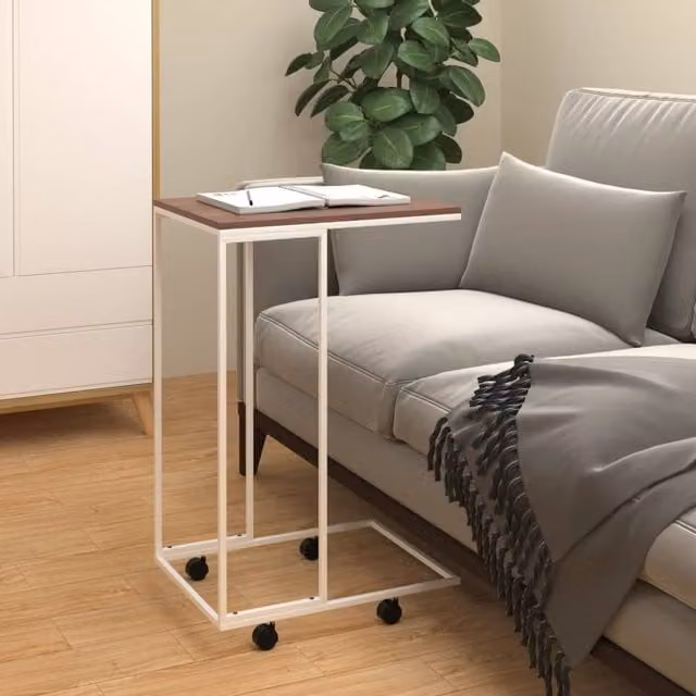 Berkfield Home White Side Table with Castors, W/D/H: 40 x 30 x 63.5 cm – 1