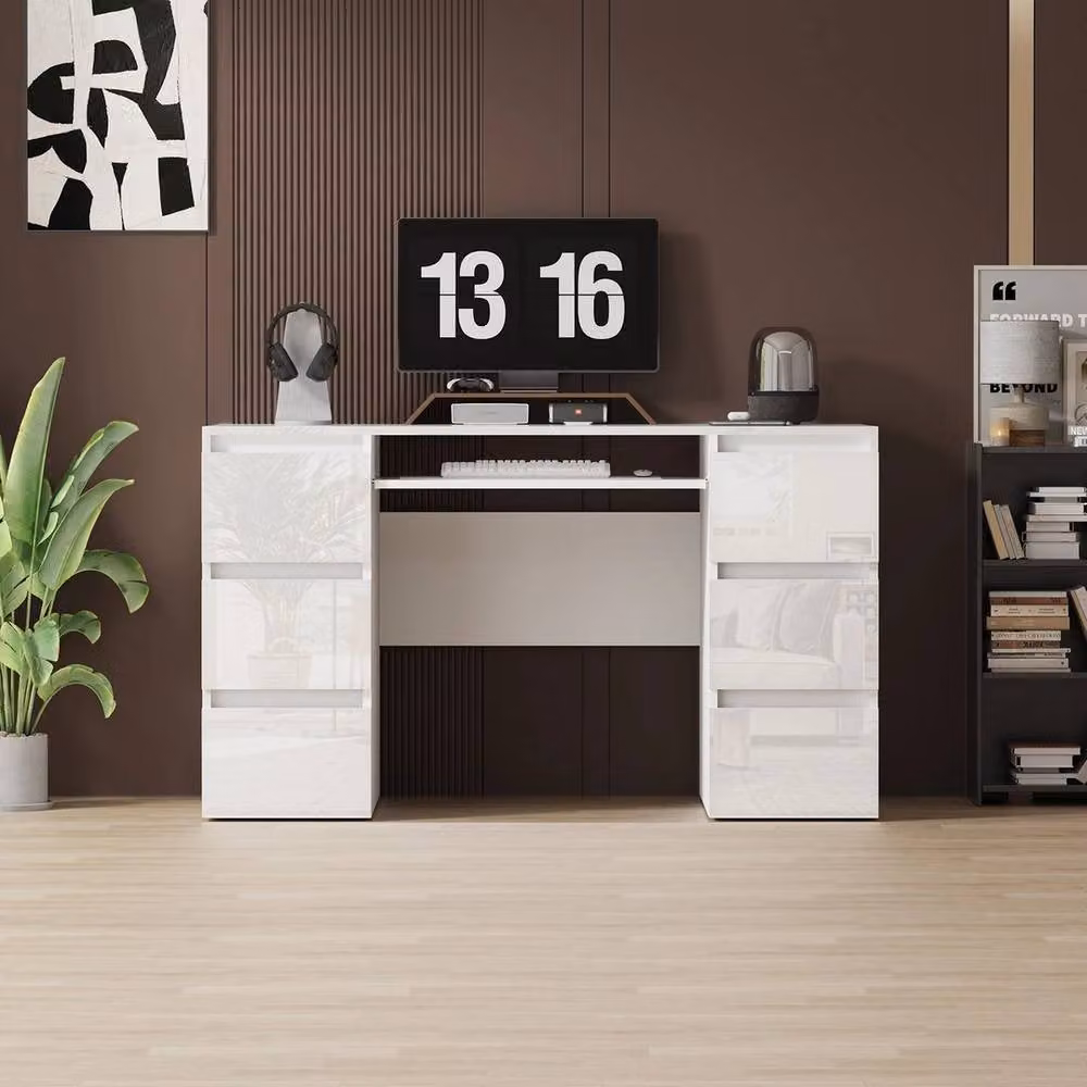 FORGEVIO White High Gloss Modern Dressing Table and Vanity Makeup Station – 2