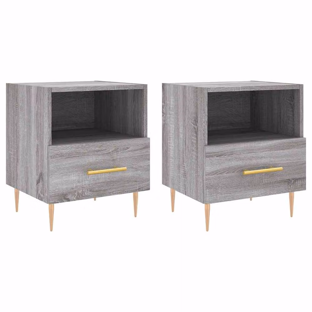 Berkfield Home Modern Bedside Cabinets, 2 Piece Set, Grey Sonoma, W: 40 cm, D: 35 cm, H: 47.5 cm – 3