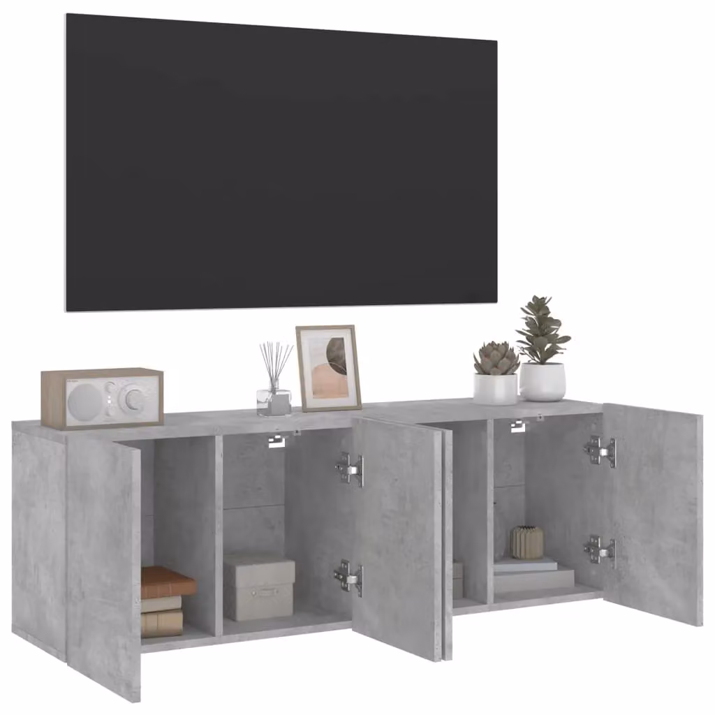 Berkfield Home Wall-mounted TV Cabinets, 2 Piece Set, Concrete Grey, W: 60 cm, D: 30 cm, H: 41 cm – 4