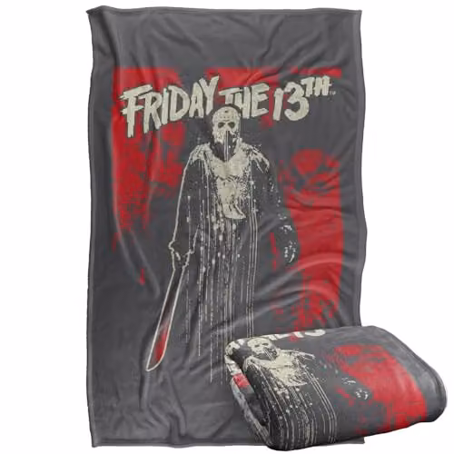 Warner Bros. Friday The 13th Drip Silky Touch Super Soft Fleece Throw Blanket, Multicolour, W: 91.44 cm x H: 147 cm