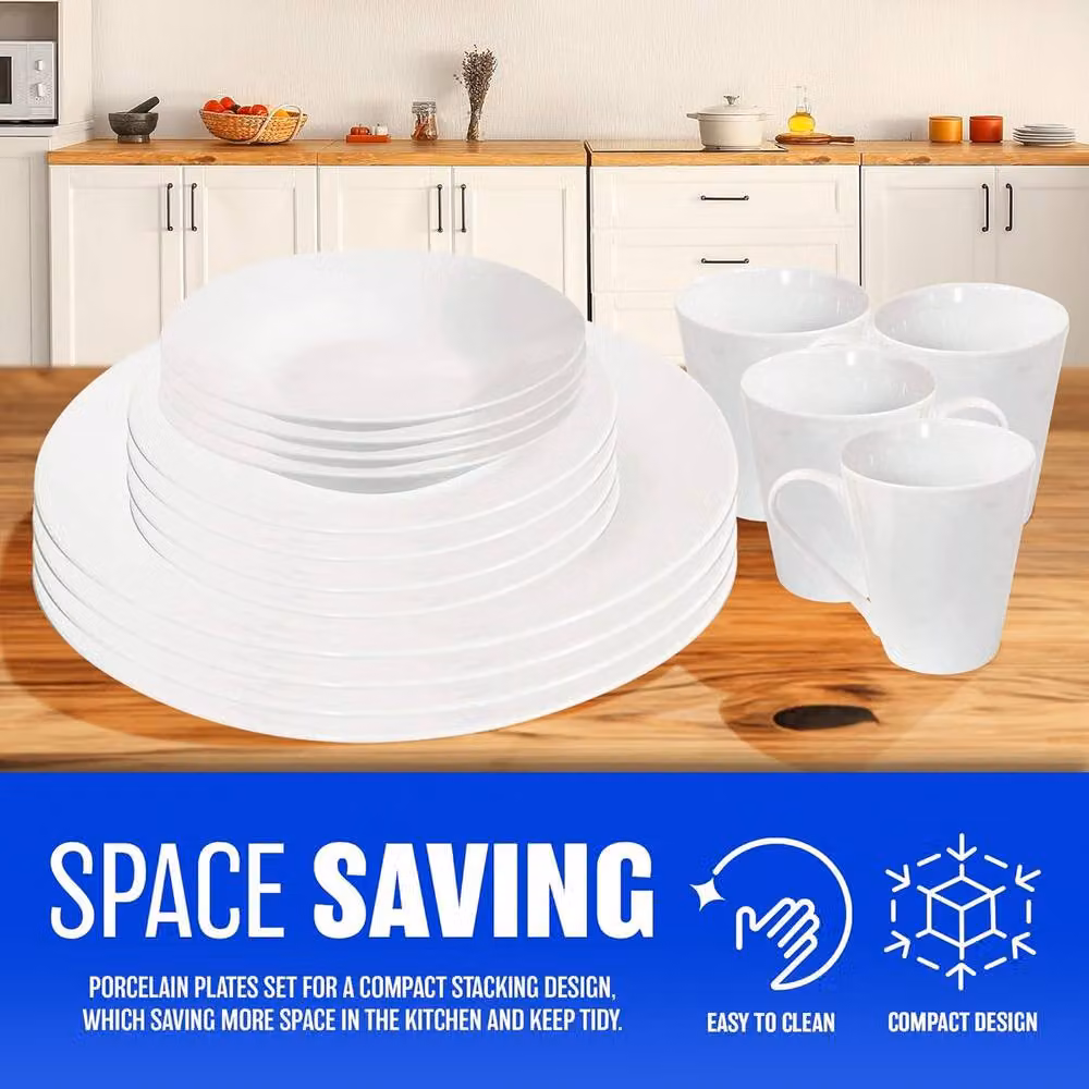 BARGAINS-GALORE 16 Piece White Porcelain Dinner Set – 5