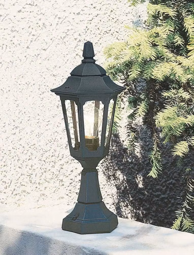 Netlighting Parish Black Outdoor Pedestal Lantern with E27 Bulb Holder and IP44 Rating – 2