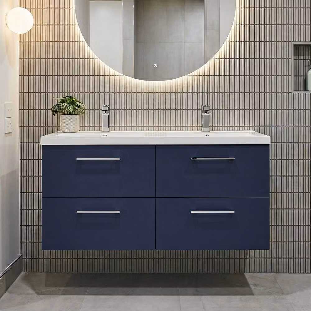 Balterley Level 1200mm Wall Hung 4 Drawer Unit and Double Basin in Matt Midnight Blue – 2