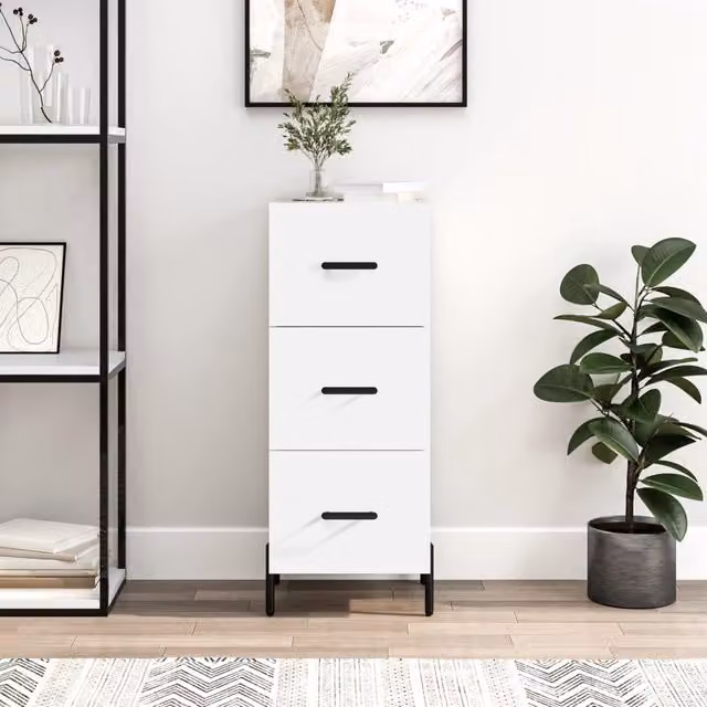 Berkfield Home Modern White Matt Sideboard, W/D/H: 34.5 x 34 x 90 cm – 1