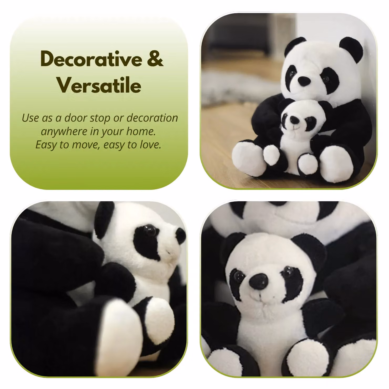 Marco Paul Large Weighted Plush Panda Duo Door Stopper, 1.5kg, Black – 6