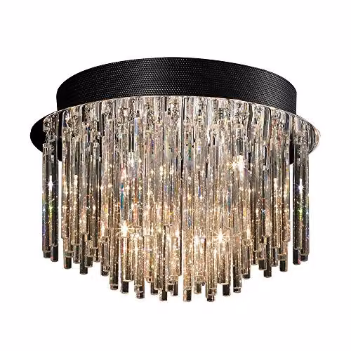 Netlighting Classic Flush Ceiling Light in Chrome with Grey Crystal Shade, 10 x G4 – 1