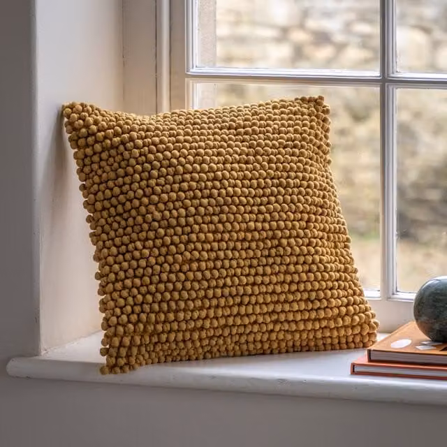 Terrys Plain Square Filled Cushion, Yellow, W/D/H: 45 x 45 x 45 cm