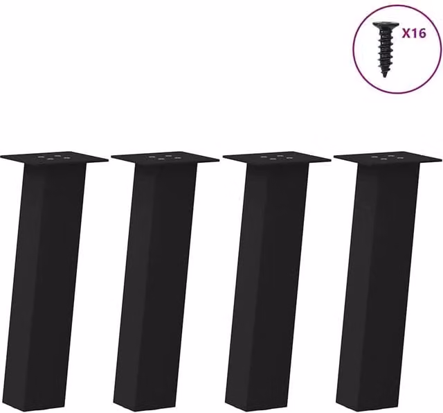 Berkfield Home Modern Metal Coffee Table Legs, 4 Pieces, Black, Height: 42 cm – 1