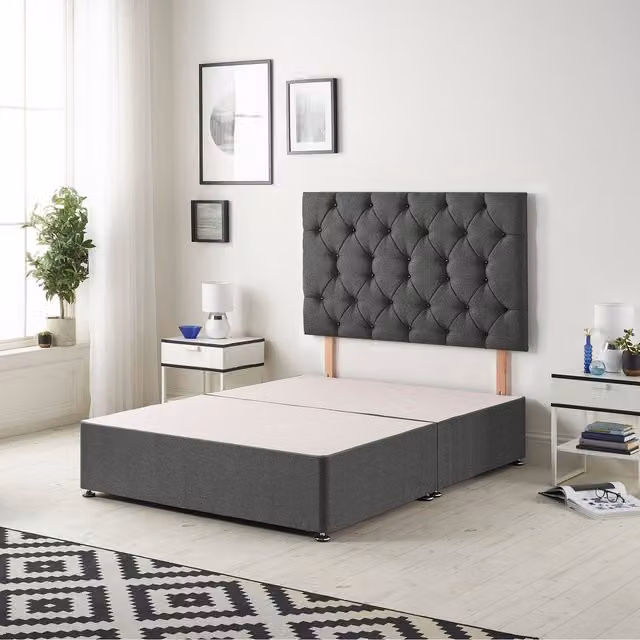 Somnior Beds Ltd Grey Fabric Upholstered Divan Bed Base with Drawers W/D/H: 140 x 200 cm