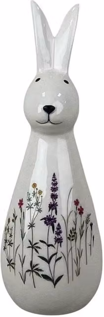 Four Candle Tall Meadow Rabbit Ceramic Decoration, White