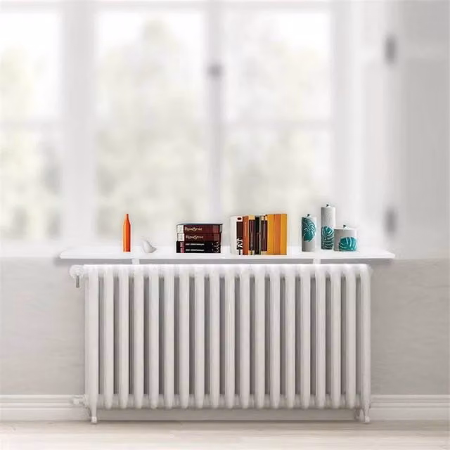 Nordara White MDF Radiator Cover Shelf with Wall Brackets, W: 60 cm, D: 14.5 cm