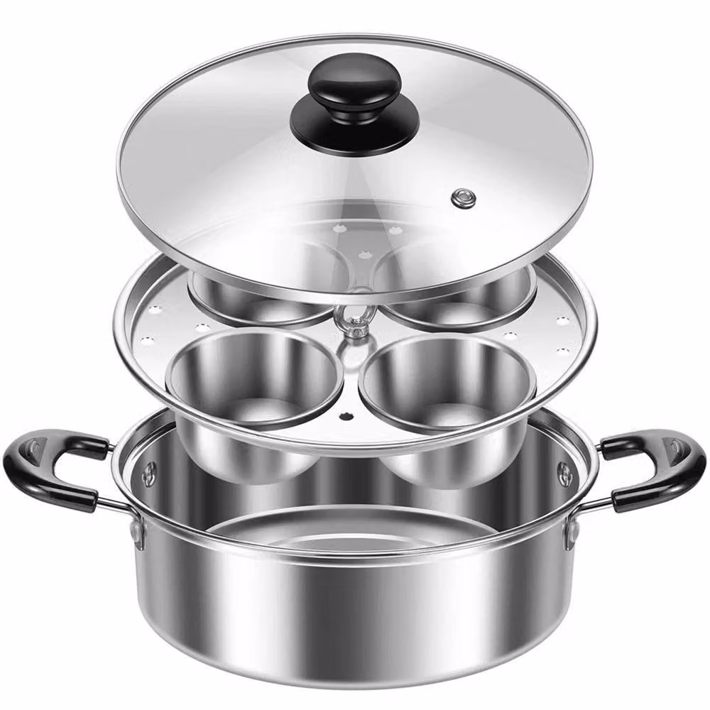 Nordara Stainless Steel Egg Poaching Pan with Glass Lid in Silver – 3