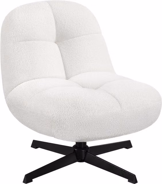 Yaheetech Modern White Bouclé Swivel Lounge Armless Chair with Metal Base