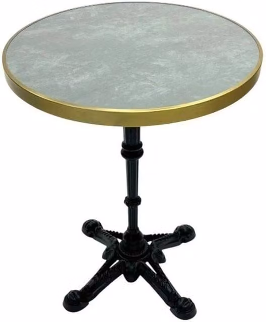 PAWNORA Modern Round Side Table in Grey and Gold – 1