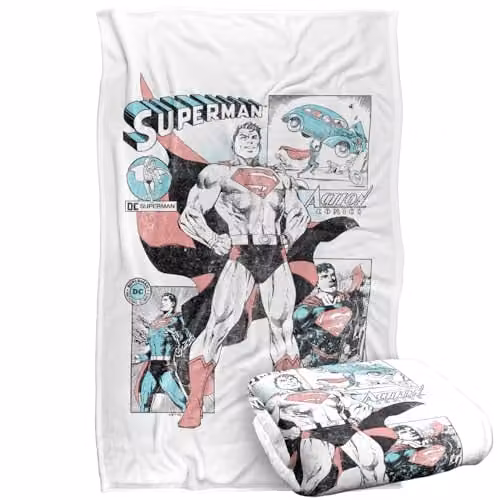 Warner Bros. Superman Comic Panels Super Soft Fleece Throw Blanket, Multicolour – 1