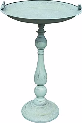 St Helens Home & Garden Ornamental Metal Pedestal Bird Bath in Green, H 55 cm x W 35 cm x D 35 cm – 1