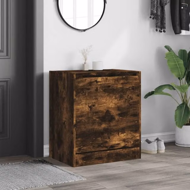 Berkfield Home Smoked Oak Shoe Cabinet in Brown, W/D/H: 60 x 42 x 69 cm – 1