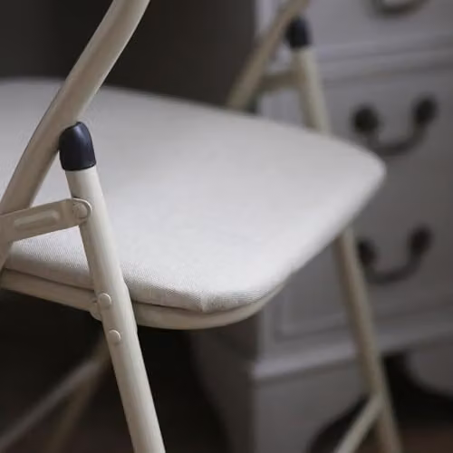 Harbour Housewares Fabric Padded Metal Folding Chairs in Beige, Set of 2 – 4