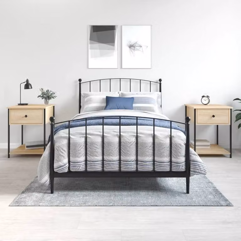 Berkfield Home Set of 2 Bedside Tables in Sonoma Oak, Light Tan, W/D/H: 44 x 45 x 58 cm