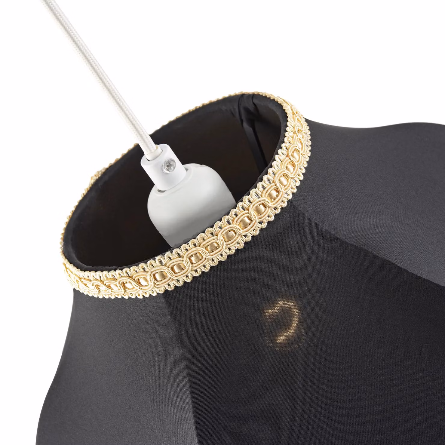Happy Homewares Victorian Empire Lampshade in Black Faux Silk with Gold Trims, Diameter: 30 cm – 3