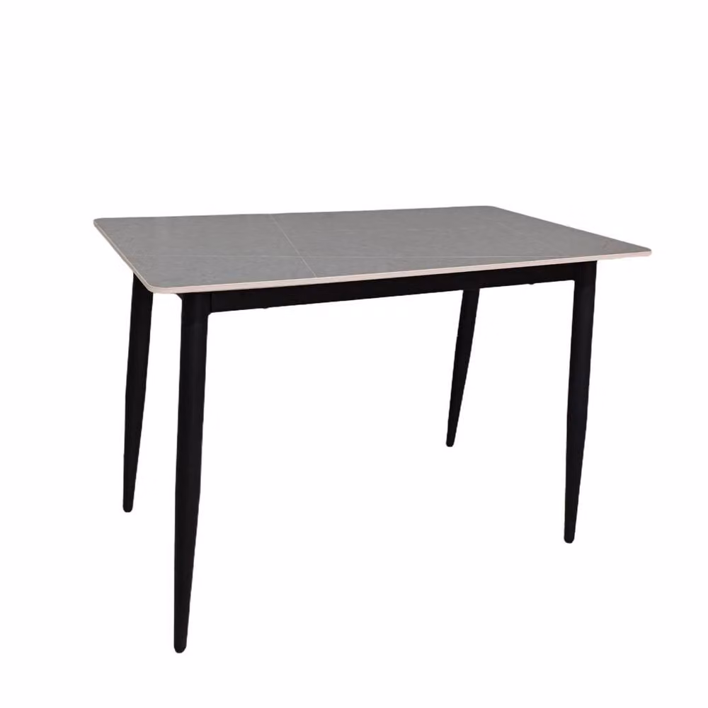 FWStyle Nova Grey Ceramic Stone Effect Rectangular Dining Table with Black Metal Legs W/D/H: 110 x 60 x 74 cm – 2