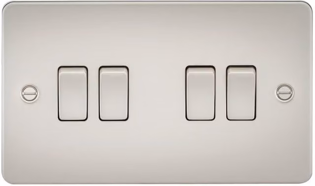 Knightsbridge Pearl Flat Plate 10AX 4G 2-Way Switch