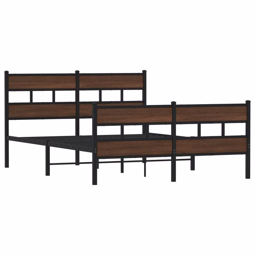Berkfield Home Industrial Metal Bed Frame in Brown Oak, King Size, W/D/H: 150 x 200 cm – 3