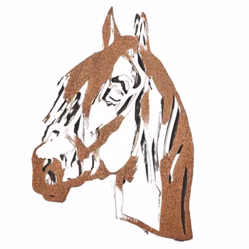 Coopers of Stortford Rustic Metal Horse Head Wall Decoration, Brown, H 38.0 cm x W 31.0 cm x D 31.0 cm – 2
