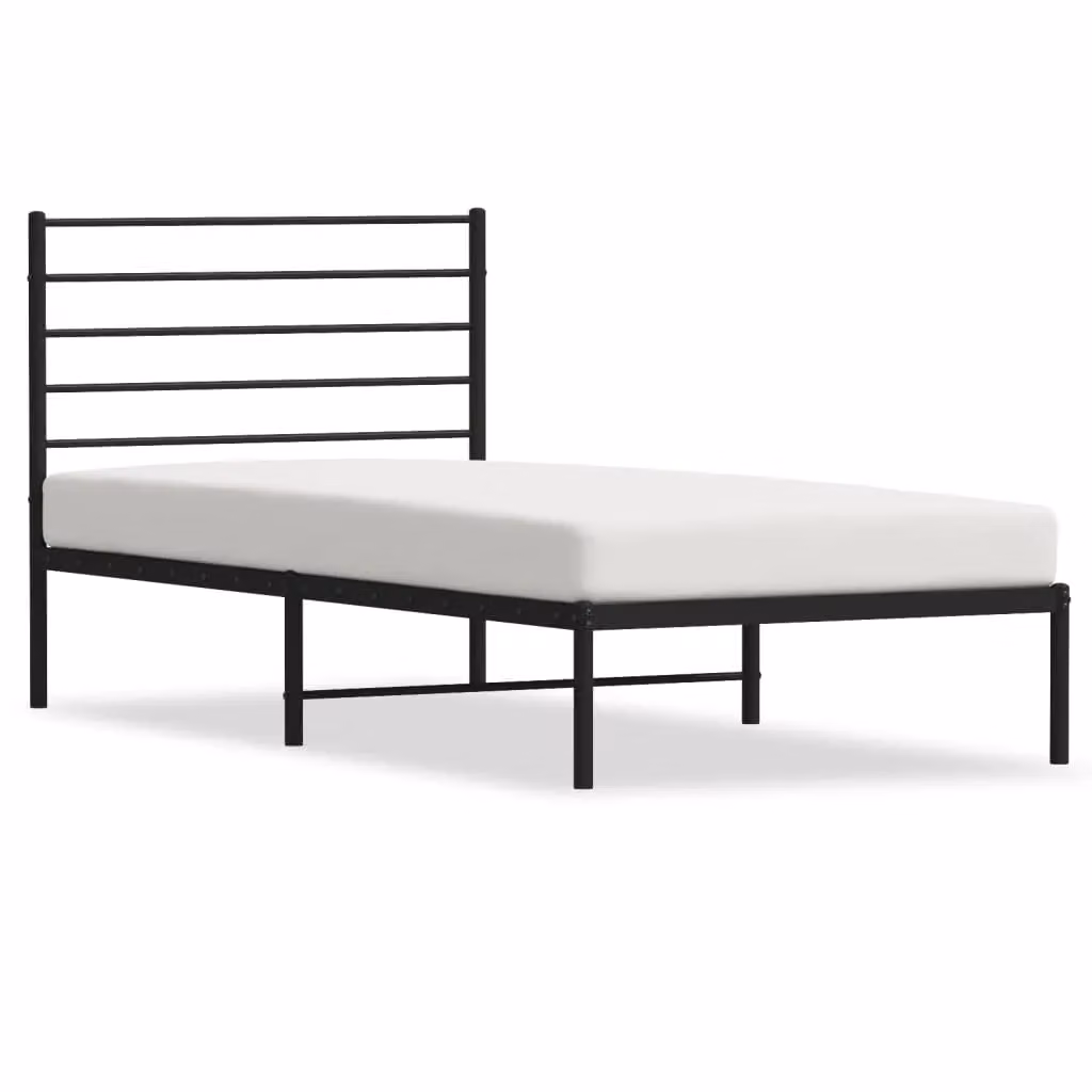 Berkfield Home Metal Bed Frame with Headboard in Black, W/D/H: 75 x 190 cm Small Single – 2