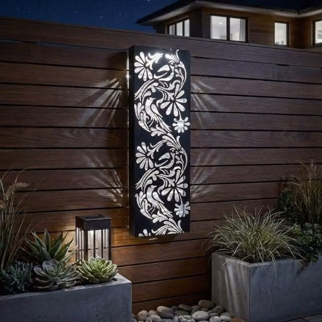 Garden Greatness Fauna Illumina Floral Solar LED Wall Art Panel in Multicolour and Black