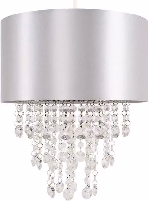 ValueLights Jesmond Grey Jewel Effect Acrylic Ceiling Pendant Shade with Warm White Bulb – 1