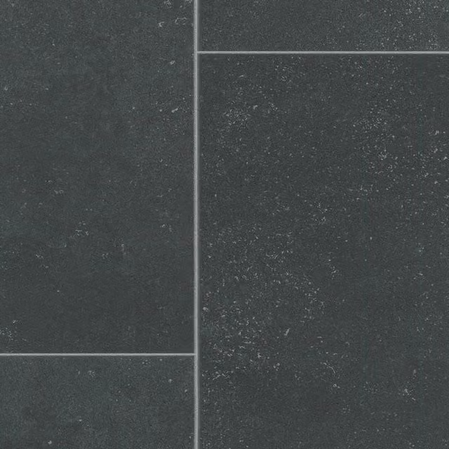 Vinyl Flooring UK Dark Grey Stone Tile Effect 2.0mm Vinyl Flooring Sheet in Black, Size: 300 x 300 cm
